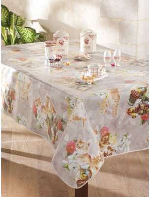 Nappe en toile cirée ovale 140x240 cm CANDY CAT Nappe en toile cirée ovale