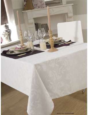Nappe en tissu ovale 180X240 cm Ombra damassé blan