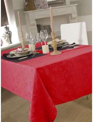 Nappe en tissu ovale 180X240 cm Ombra damassé rouge Nappe en tissu ovale 180X240