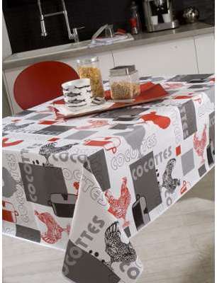 Nappe toile cirée rond 180 cm Poule cocotte