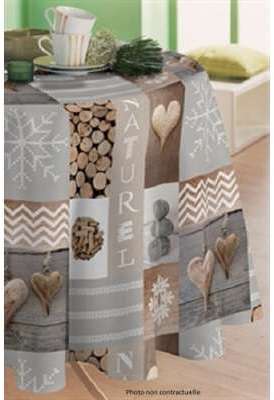 Nappe en toile cirée ronde 180 cm NATUREL GRIS