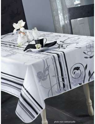 Nappe en toile cirée carrée 180X180 cm DESIGN BLANC Nappe en toile cirée carrée