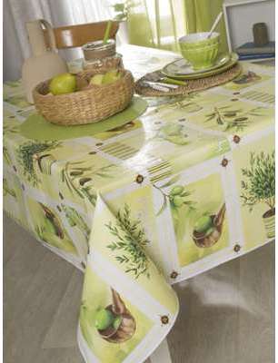 Nappe en toile cirée carrée 180X180 cm OLIVE VERTE Nappe en toile cirée carrée