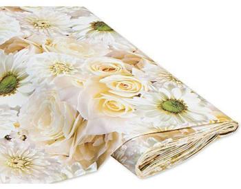 Linge de table épongeable - toile cirée fleurs champagne Linge de table épongeable