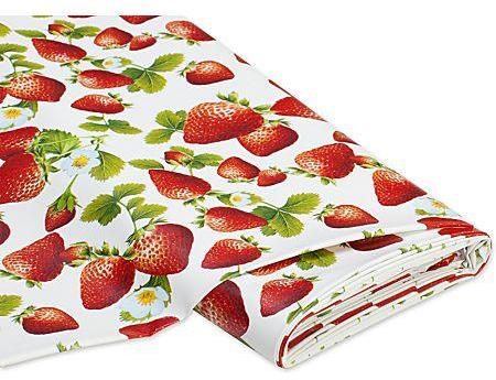 Tissu toile cirée fraises blanc rouge Tissu toile cirée fraises