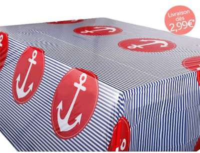 Nappe en plastique « Ancre marine » 130 x 180 cm
