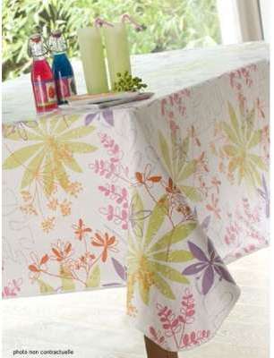 Nappe en toile cirée ovale 140X235 cm Herbace amande Nappe en toile cirée ovale