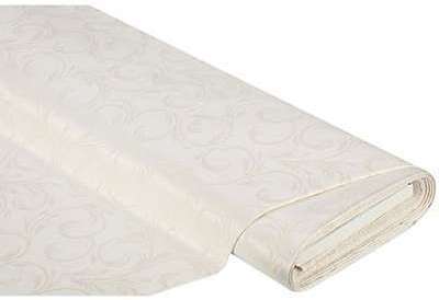 Linge de table enduit - Tissu jacquard ramages écru Linge de table enduit - Tissu