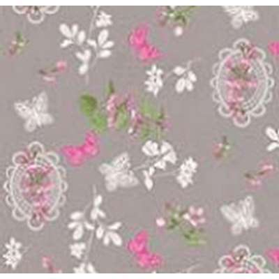 Toile cirée au mètre papillon rose