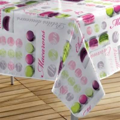Protège table macaron prune au mètre
