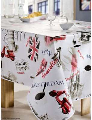 Nappe en toile cirée ronde 140 cm COSMOPOLITE