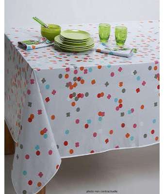 Nappe en toile cirée ovale 140X240 cm CONFETTIS gris Nappe en toile cirée ovale