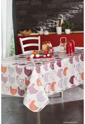 Nappe en toile cirée ovale 140X240 cm Poule fashion Nappe en toile cirée ovale