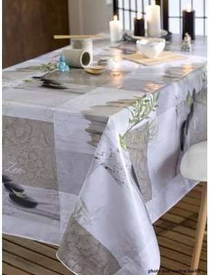 Nappe en toile cirée ovale 180X240 cm Zénitude beige Nappe en toile cirée ovale