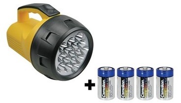 Lampe torche puissante - 16 leds - 4 x pile lr20 -
