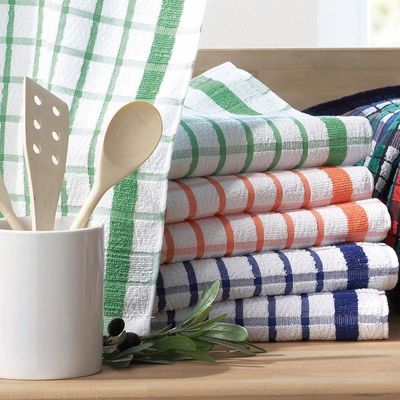 Essuie-mains éponge tissé teint (lot de 6 ou 12) -