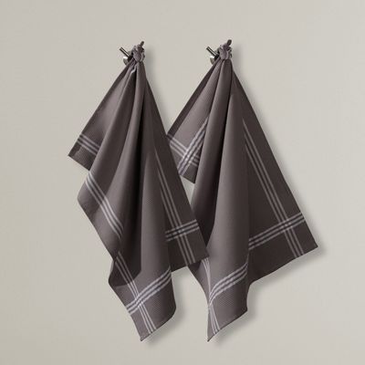 Torchons nid dabeille tissés teints (lot de 2) -