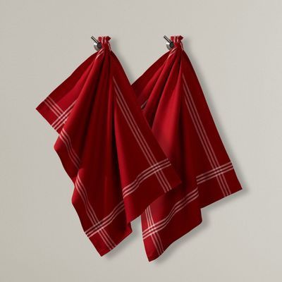 Torchons nid dabeille tissés teints (lot de 2) -