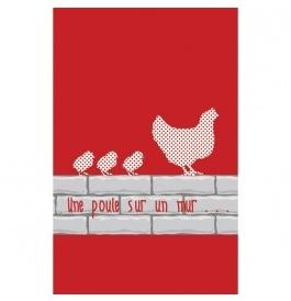 Lot de 2 torchons Poule sur Mur