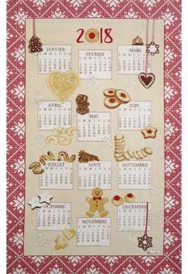 Torchon calendrier Bredalas 2018 (82 coton et 18 lin) Torchon calendrier Bredalas