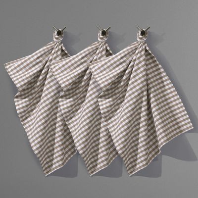 Torchon Vichy, pur coton tissé-teint, (lot de 3),
