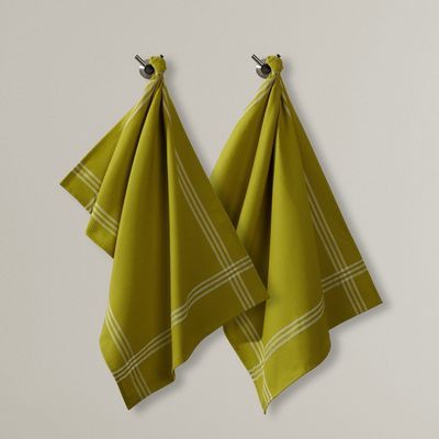 Torchons nid dabeille tissés teints (lot de 2) -