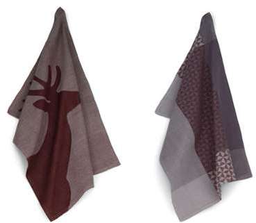 Set de 2 Torchons de Cuisine Henrik Gris Marron Set de 2 Torchons de Cuisine