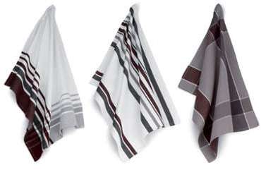 Set de 3 Torchons de Cuisine Henrik Blanc Gris Marron Set de 3 Torchons de Cuisine