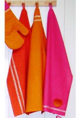 Ensemble de 3 Torchons aux couleurs provençales terre Ensemble de 3 Torchons aux