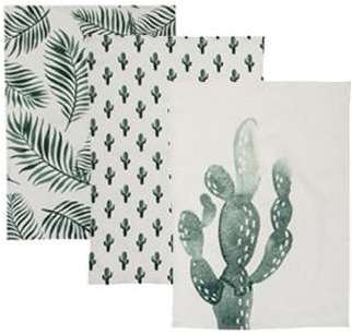 Set de 3 Torchons Cactus en Coton