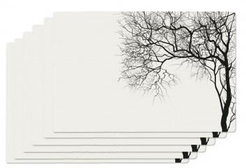 Set de Table Vinyle Noir et Blanc Arbre - Set de 6