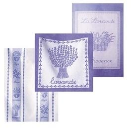 COUCKE Lot de 3 torchons Lavande, pur coton lilas