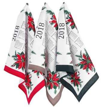 Torchons calendrier 2018 poinsettia - Lot de 3