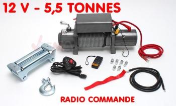Treuil radio commandé - 12 V -5,5 T - 4 KW