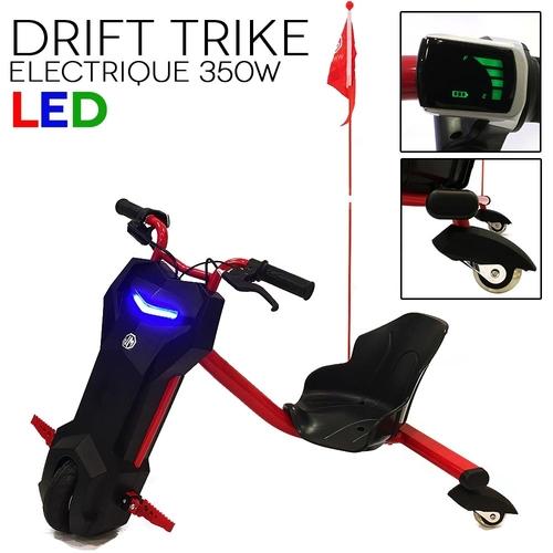 Drift trike Tricycle electrique 350w LED rouge