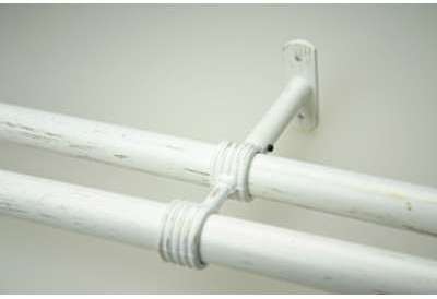 Support Double tringle Réglable Ø28 Blanc Lasuré