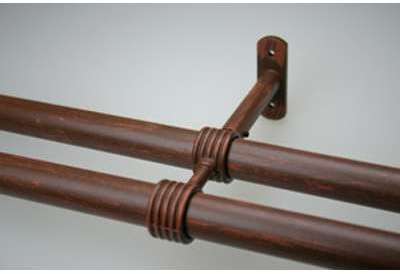 Support Double tringle Réglable Ø28 Rouille Lasuré