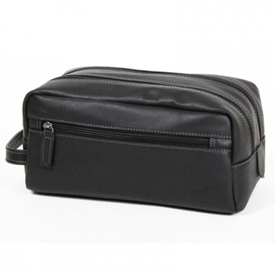 Trousse de toilette en cuir souple noir - gérard h