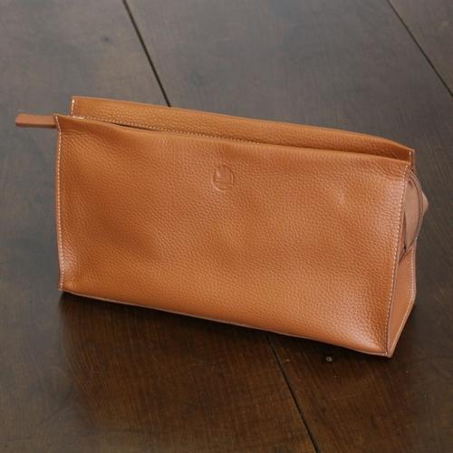 Trousse de toilette cuir de veau foulonné fauve -