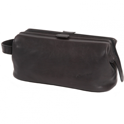 Trousse de toilette en cuir chocolat arizona - ger