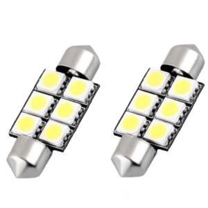 2 navettes à leds 41mm-6smd festoon blanche