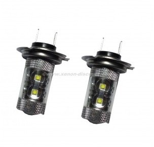 2 ampoules cree h7 50w avec loupe blanc pur
