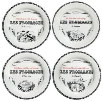Lot de 4 assiettes à fromage en faïence Gastronomie Lot de 4 assiettes à fromage