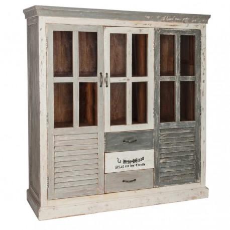 Armoire chic Château 2 Portes 3 tiroirs patinée vi