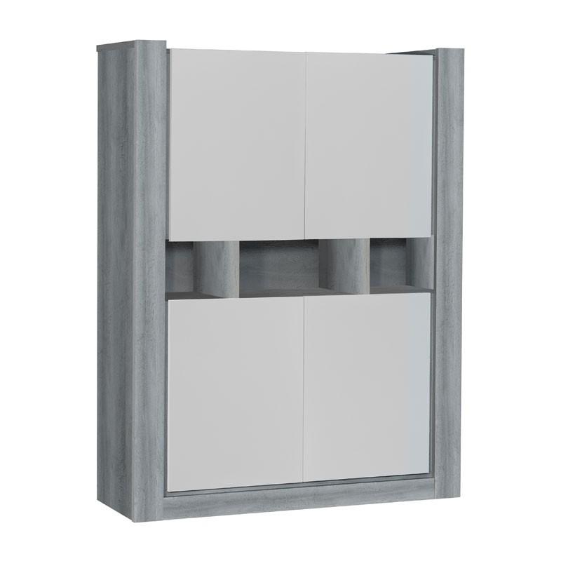 Vaisselier 4 portes Chêne Gris/Blanc - NORTON - L