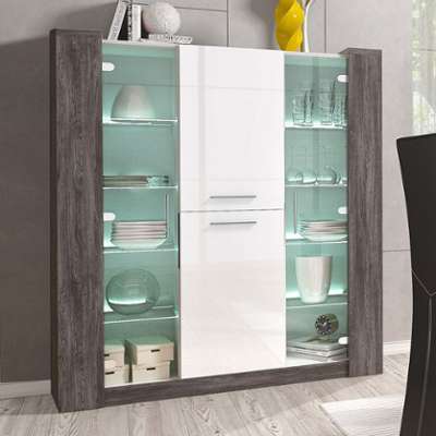 Argentier-vaisselier moderne avec LED blanc et chê