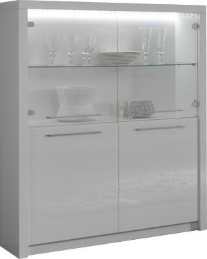 Vitrine moderne à 2 portes coloris blanc laqué ave