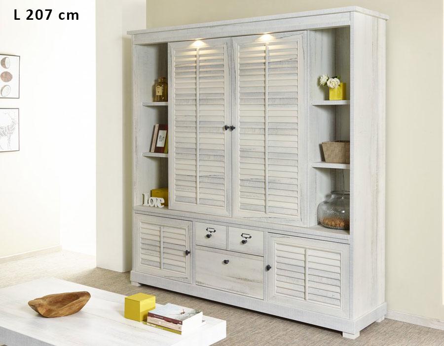 Buffet haut contemporain couleur bois blanc LANETT