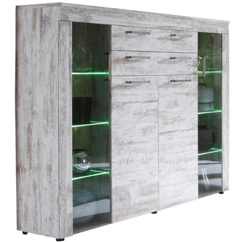 Vitrine coloris pin canyon blanc avec éclairages