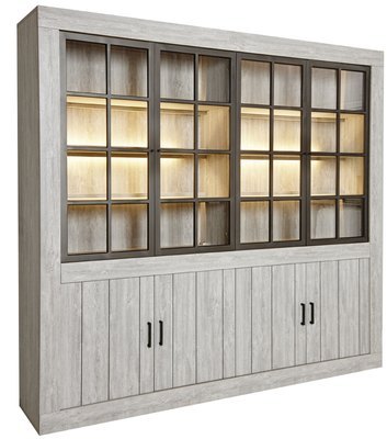 Bibliothèque contemporaine 245 cm à 4 portes vitré
